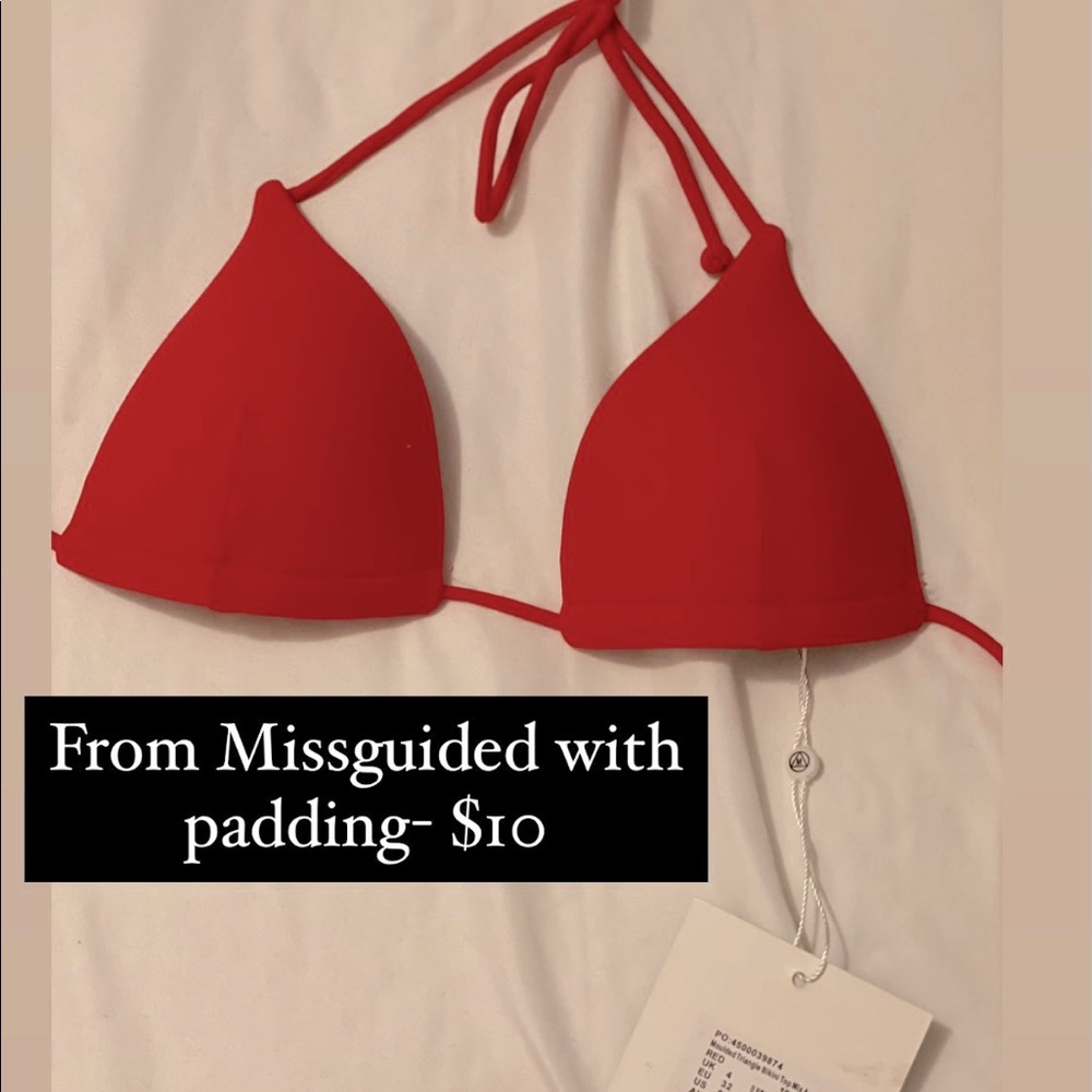 Missguided red padded bikini top